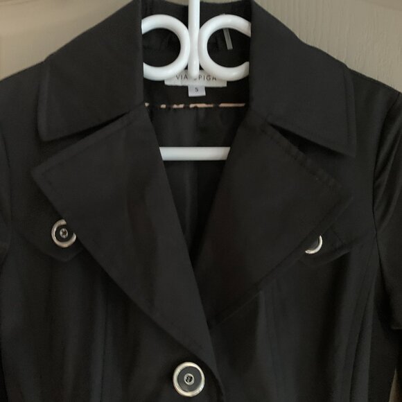 Via Spiga Black Trench Coat Small Timeless Quiet Luxury Classic - Picture 3 of 9